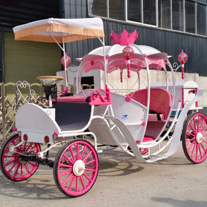 Carroza de Cenicienta de Metal Blanco de Gran Venta con Diseño de Calabaza Navideña, Fabricada por Special Transportation - Product Image 1