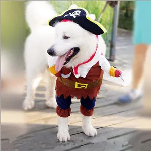 새로운 브랜드 재미있는 애완 동물 옷 코스프레 해적 개 고양이 할로윈 파티 귀여운 의상 개 코스프레 옷