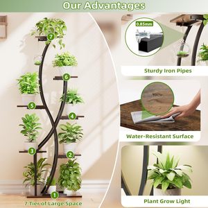 Prix d'usine Nouveauté 2026 Étagère à fleurs et support pour plantes parfumées en métal et bois à 6 niveaux pour intérieur et extérieur avec éclairage de culture - Product Image 3