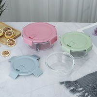Bol de stockage des aliments en verre avec séparateur pour fruits et déjeuner Grand récipient alimentaire en borosilicate