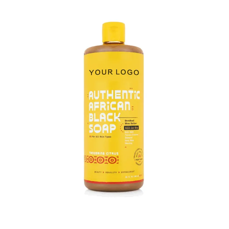 טבעוני כל-ב-אחד אותנטי אפריקאי שחור סבון Tangerine ריח הדרים עבור יד גוף לשטוף פנים ניקוי שיער שמפו גילוח