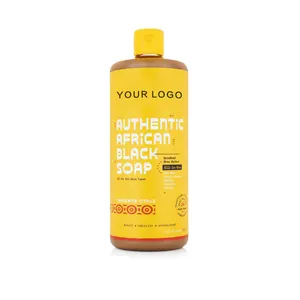 Vegan All-In-One Authentieke Afrikaanse Zwarte Zeep Mandarijn Citrus Geur Voor Hand Body Wash Gezichtsreiniger Haar shampoo Scheren
