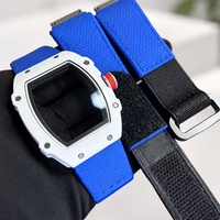 Montre mécanique automatique squelette ultra-fine 6702 avec boîtier en fibre de carbone et bracelet en nylon orange, style course pour homme