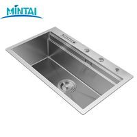 Évier de cuisine moderne en acier inoxydable, cuve simple, à poser sur comptoir, multifonctionnel, fait main, finition satinée, rectangulaire, garantie 5 ans, OEM