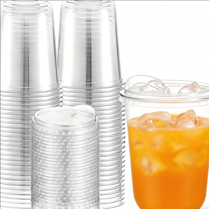 Vasos de Plástico Transparente de Pared Simple de 200 ml (32 oz) con 90 mm de Diámetro y Logotipo para Jugo - Product Image 1