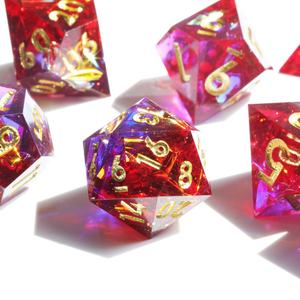 Mini Planet, dés de jeu de rôle en résine faits à la main, DND personnalisés, <span class=keywords><strong>magie</strong></span> des profondeurs marines, 7 pièces, polyédriques, dragon, donjons, jeu de société, bords tranchants, vente en gros - Product Image 2