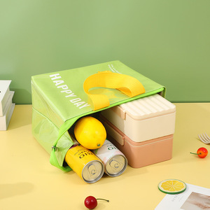 Bolsa de almuerzo aislada, bolsa impermeable de PU gruesa de color sólido para estudiantes de oficina - Product Image 2