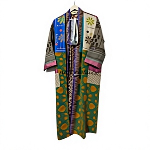 Kimono indio surtido, bata floral de seda, kimono vintage, bata de sari, vestido suave para fiesta en la playa, kimono indio de seda hecho a mano. - Product Image 1