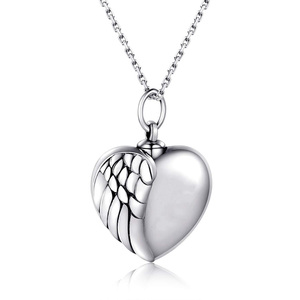 Perhiasan Kremasi 925 Sterling Silver Sayap Malaikat Kalung Guci untuk Abu - Product Image 1