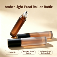 Flacon à bille fin en verre dépoli brun de 5 ml - Flacon rechargeable pour huiles essentielles et parfums, compatible avec l'impression de logo, fabriqué en Chine