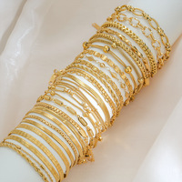 Gelang Rantai Minimalis Stainless Steel Unisex Gaya Instagram, Elegan, Serbaguna, Lapis Emas 18K