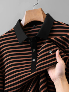 <span class=keywords><strong>Polo</strong></span> <span class=keywords><strong>da</strong></span> <span class=keywords><strong>uomo</strong></span> a manica lunga Premium a mezza età con colletto rovesciato e motivo a righe, abbigliamento Casual autunnale - Product Image 5