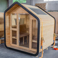 Sauna électrique extérieur en cèdre rouge en forme de cube avec poêle à vapeur sèche pour 4 personnes, bienfaits pour la santé