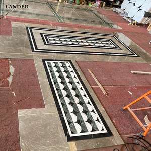 Mosaico de Piedra Lander Verde <span class=keywords><strong>Alpi</strong></span> y Nero Marquina, Venta Directa de Fábrica, Parqué de Mármol para Pisos de Hoteles y Villas - Product Image 5