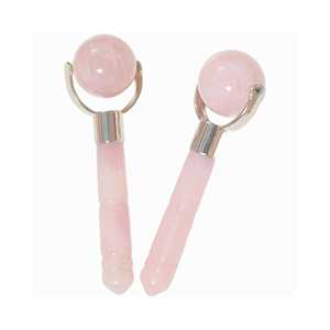 Vente en gros d'usine, vente chaude, réduction des rides, outils de soin de la peau du visage, pierre de massage en quartz rose et jade gua sha avec un ensemble de rouleaux - Product Image 2