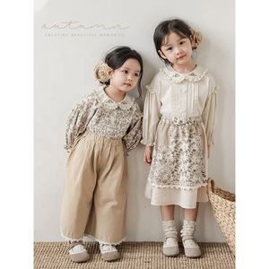 YOEHYAUL 秋季新款设计棉质彼得潘领衬衫女童格子花卉衬衫上衣高品质批发儿童女童衬衫 - Product Image 4