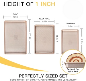 Ensemble de 3 plaques à pâtisserie de qualité commerciale en acier au carbone, plaque de cuisson antiadhésive, compatible four et lave-vaisselle, pour restaurant - Product Image 2