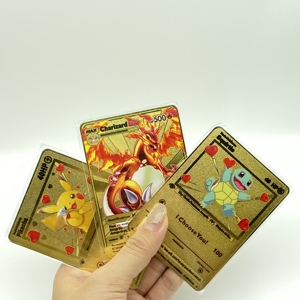 في المخزون بطاقة معدنية ذهبية <span class=keywords><strong>Charizard</strong></span> الإصدار الأول بطاقة المعاملات الجديدة لعبة البوكر طاولة معدنية اللعب - Product Image 4