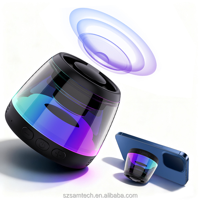 Magnetic Bluetooth Speaker Stereo Bass 5.3 Wireless RGB Light Phone Stand TF Card/USB 5W Mini Portable Speaker Shower Outdoor