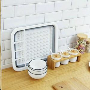 Égouttoir à <span class=keywords><strong>vaisselle</strong></span> pliable en <span class=keywords><strong>plastique</strong></span> à un niveau pour cuisine, <span class=keywords><strong>camping</strong></span>-<span class=keywords><strong>car</strong></span> et comptoir, type support d'organisation de plaques - Product Image 4