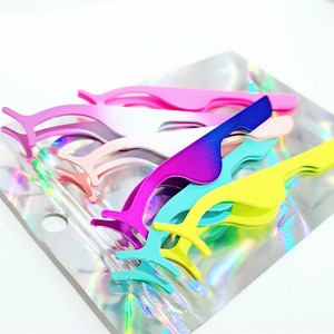 Laah <span class=keywords><strong>Applicator</strong></span> In Logo Thép Không Gỉ Giả Lash Công Cụ Trong Pouch Lông Mi Vàng Nhíp Lông Mi Kéo Lông Mày Clip Set - Product Image 3