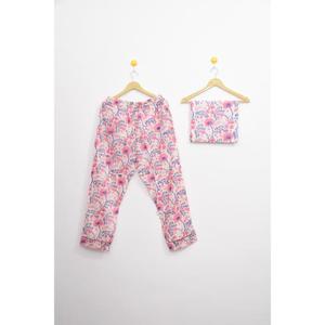 Conjunto de Pijama para Mujer con Estampado Artesanal Verde, Cuello Camisero, Manga Tres Cuartos, Cierre de Botones, Ropa de Dormir, Ropa de Estar por Casa para Verano - Product Image 3