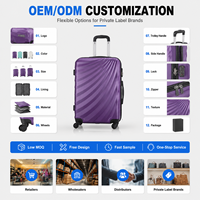 Ensemble de bagages à roulettes ABS OEM ODM violet 3 pièces, valises rigides 20, 24, 28 pouces, fournisseur en gros pour les chaînes de magasins de détail