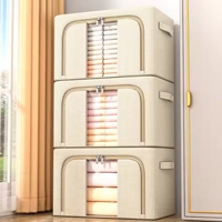 Boîte de rangement extra-large en tissu Oxford de lin, organisateur pliable bicolore pour armoire domestique, en plastique épaissi