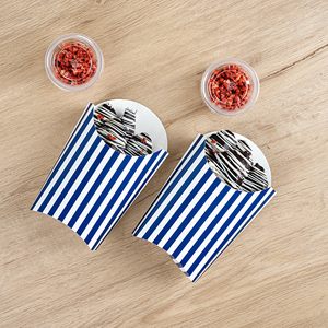 Boîte à frites en carton alimentaire personnalisée avec impression rayée bleu et blanc, <span class=keywords><strong>prix</strong></span> de gros - Product Image 4