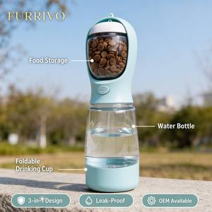 Bouteille d'eau portable pour animaux de compagnie Furrivo 3 en 1, en plastique, étanche, avec rangement pour nourriture, gobelet pliable, anti-fuite, pour chiens et chats en extérieur - Product Image 6