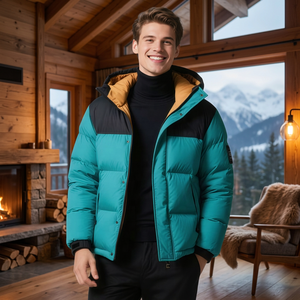 Regular Length 90% Down 200g-250g Fill Hooded Casual Canvas Zipper <b>Men's</b> Winter Down Coat Warm Puffer Jacket OEM ODM Custom - Product Image 3