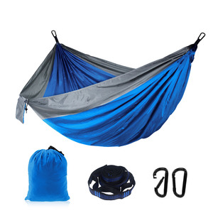 Hamac de camping pliable portable en nylon 210T, simple ou double, pour la randonnée, les voyages, le camping en plein air, avec fonction lit suspendu ou lit parachute - Product Image 1