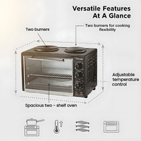 Haushaltselektrischer Backofen 30L mit Festkörperheizung, EU-Stecker, Toasterfunktion, Kommerzieller Tischbackofen mit Zwei Platten