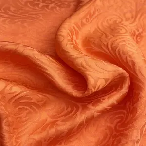 Free Sample Custom Luxury Solid Silk Satin Jacquard With Viscose Blends Fabric For Dress Saree Shawl Scarf Kimono Cheongsam