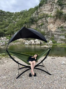 <span class=keywords><strong>Hamac</strong></span> pliable sans arbre avec support, <span class=keywords><strong>hamac</strong></span> d'extérieur robuste pour 2 à 3 personnes - Product Image 5