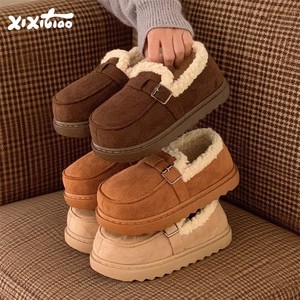 XIXITIAO Women's Winter Outdoor Shoes Lamb Wool <strong>Loafers</strong> Anti slip Outdoor Casual Shoes Retro Comfortable Student <strong>Loafers</strong> - Product Image 1
