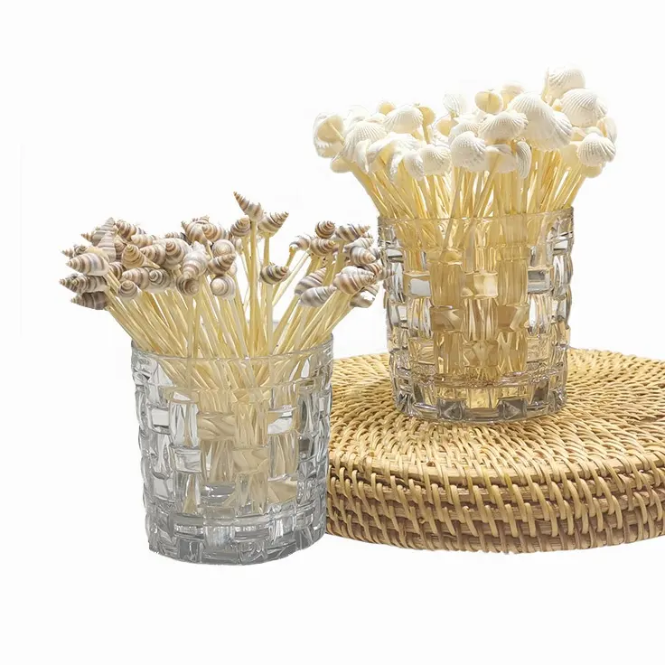 Tropical Shell Cocktail Picks Bamboo Food Toothpicks 4.7in 100pcs