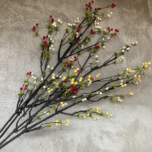Branches de fleurs artificielles Feiyu Craft, fruits artificiels, 30cm-100cm, rouge foncé, blanc, vert, jaune pâle, décoration de mariage - Product Image 2