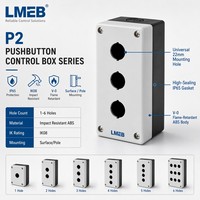 Estructura electrónica IP65 Caja de control de interruptor de botón pulsador ABS de 22mm Operación momentánea de 3 orificios 10A Máx. Corriente 220V Máx. 1NO1NC