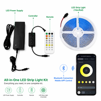 Kit de bande lumineuse LED avec alimentation et contrôleur LED 5-en-1, bandes LED RGB à changement de couleur et blanc réglable pour l'éclairage domestique