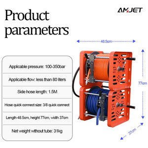 Carrete de <span class=keywords><strong>Manguera</strong></span> de Doble Cubierta AMJET 1/2 3/8 1/4, Carrete de <span class=keywords><strong>Manguera</strong></span> Industrial para Lavadoras de Alta Presión y Limpieza de Drenajes - Product Image 6