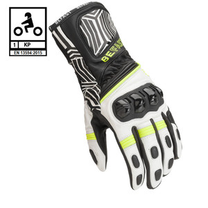 Gants de course moto Befast SENTUL CE Noir Blanc Jaune M - Product Image 1