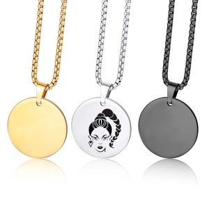 Placa de Identificación Redonda de Acero Inoxidable Grabable, Collar con Colgante de Placa de Identificación Clásica para Nombre y Foto Personalizados - Product Image 1