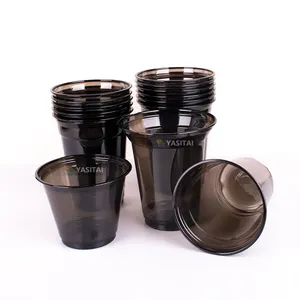 Disposable Plastic Black Color PET Flat Shape Milk Shake Boba Tea Factory Hot Selling Cup