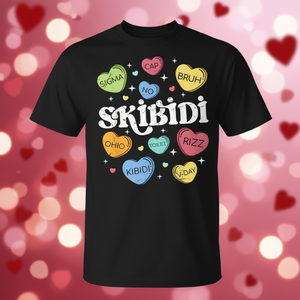 T-shirt Skibidi Valentines Day Rizz Conversation Hearts Sigma, produit promotionnel de qualité supérieure - Product Image 3