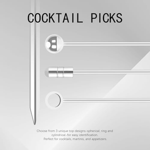 Piques à cocktail réutilisables en acier inoxydable 304, brochettes pour garnitures, brochettes pour Bloody Mary, pour apéritifs et fruits - Product Image 3