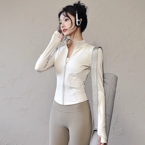 Women Slim-Fit Running Fitness Sports Jacket Breathable High Elastic Spandex/Polyester for <strong>Adults</strong> Quick-Drying Yoga <strong>Clothing</strong> - Product Image 1