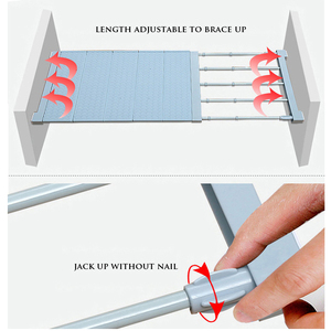 Kitchen <strong>Bathroom</strong> Extendable Adjustable <strong>Telescopic</strong> Metal Cupboard Wardrobe Closet Cabinet Spice Storage Organizer Divider <strong>Shelf</strong> - Product Image 6