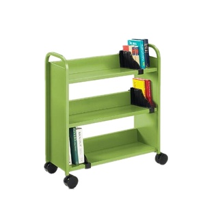 Giá Tốt Nhất Thư Viện Nội Thất Thiết Kế Hiện Đại Hai Mặt Thép Cuốn Sách Xe Đẩy Di Động Giỏ Hàng - Product Image 4