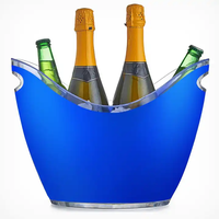 Seau à glace en forme de lingot transparent en plastique AS matériel bar de fête double poignée seau à bière champagne pour la fête
